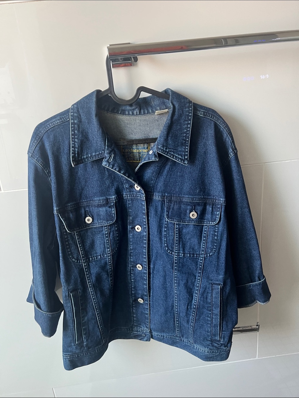 Liz Claiborne stretch denim jacket with three-quarter inch sleeves size XL #2